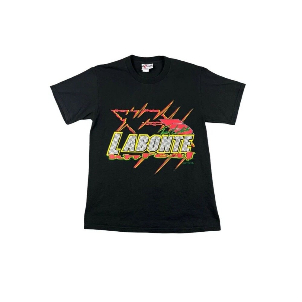 Vintage Tony Labonte Nascar T Shirt Large Black 90s Double Sided Winston Cup USA